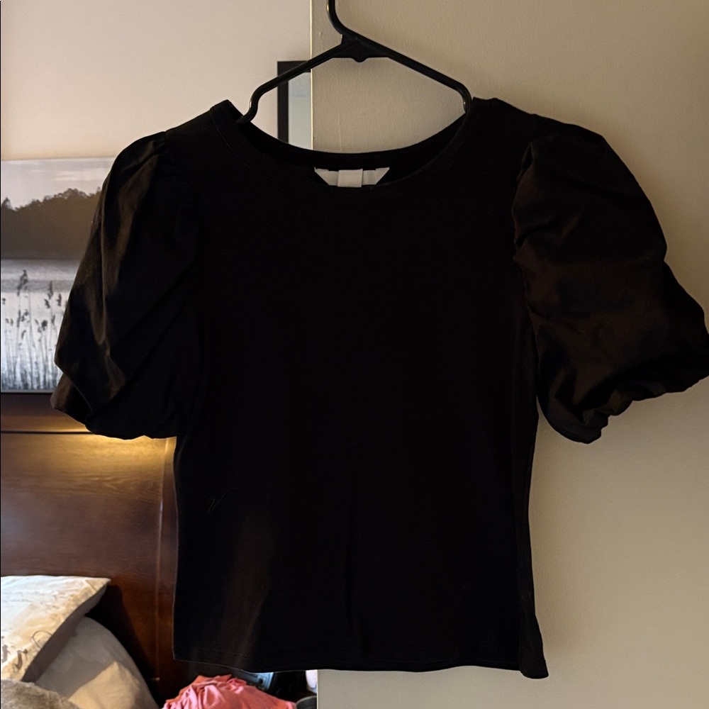 Black Puff Sleeve Top, like new